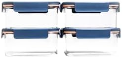 LocknLock LBF452RS4N Modular Plus Food Storage Container,8 set (4 containers & 4 Lids)- Navy