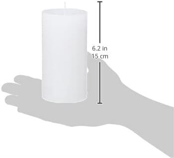 Spaas 6 Unscented Rustic Pillar Candles, Paraffin Wax White, D 70 mm x H 130 mm
