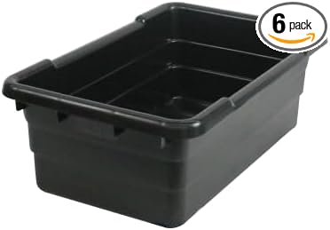 ULTRASOURCE Food Approved Bus Totes/Meat Lug (6 Pack, Black)