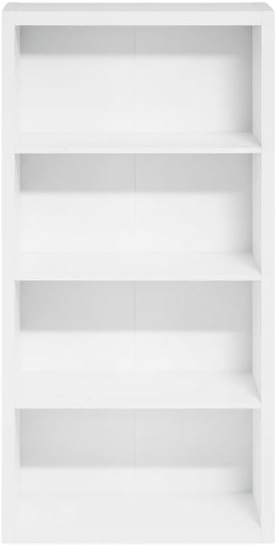 Furnifact White Bookcase with Durable Wooden Construction, Single Piece Design, Stylish Storage Solution for Home and Office