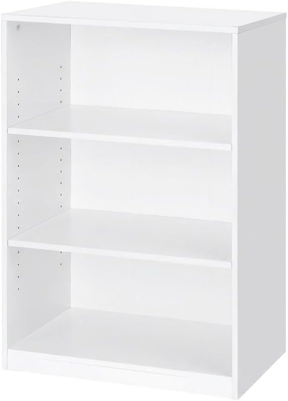 Furnifact White 3-Shelf Bookcase with Spacious Shelves, Durable Material, Modern Design, Ideal for Living Room, Office, or Bedroom Storage