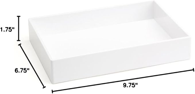Poppin Stackable Medium Accessory Tray - Modular Lacquer Desk Trays for Office Organization, Color-Coordinated Office Supplies for Desk, Paper Trays (White, Medium Accessory)