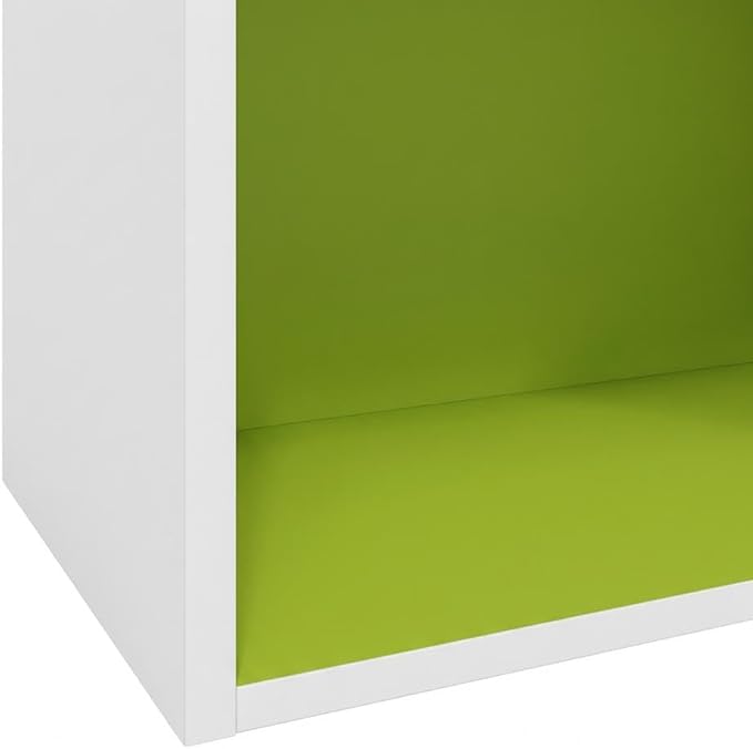 Furnifact Green White 4-Tier Open Shelf Bookcase, Wooden Construction, Stylish Modern Design, Durable, Home Office and Living Room Storage