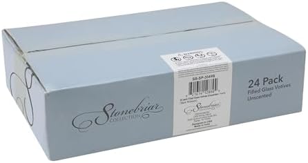 Stonebriar 24 Pack Unscented Long Burning Clear Glass Ivory Wax Filled Votive Candles
