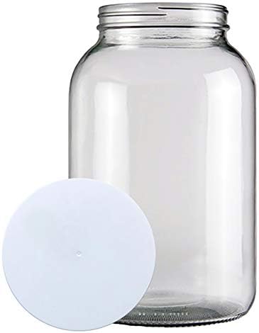 (2 PACK) Bolt Goods 1 Gallon Wide Mouth Glass Mason Jar + Airtight Plastic Lid with Liner Seal + USA MADE + Ferment & Store Kombucha Tea or Kefir for Canning, Pickling & Preserving, Dishwasher Safe