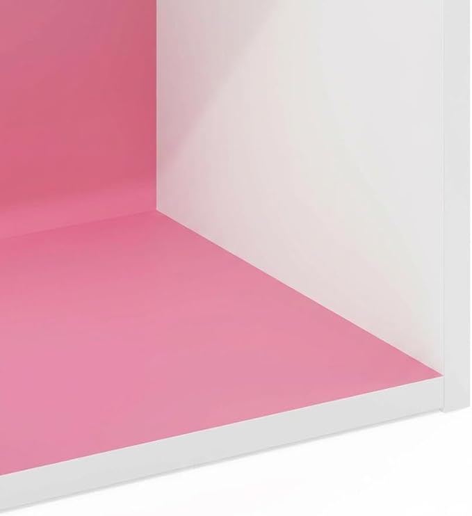 Furnifact Pink White Bookcase with Wooden Construction, Modern Design, Durable Material, Stylish Storage Solution for Home Office or Living Room