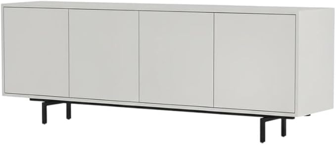 Furnifact White Laminate TV Console, Four Doors, Engineered Wood, Modern Transitional Industrial Style, Durable, Stylish for Living Room