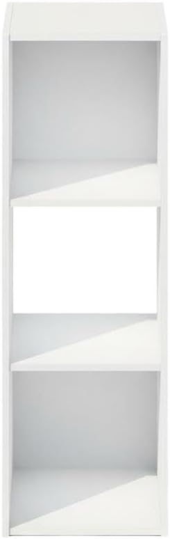 Furnifact Cubic Storage Cabinet Bookcase with 3-Cube Shelves, White Wood Construction, Modern Design for Home Office and Living Room Storage