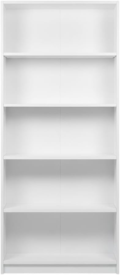 Furnifact White Bookcase with Sturdy Wooden Construction, Simple Open Design, Ideal for Home and Office Storage, Stylish and Durable Wood Finish