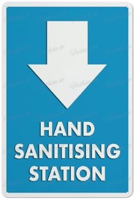 Hand Sanitising Station Sign Wall Art Decor Public Vintage Retro Aluminum Metal Sign Plaque 8X12 Inch