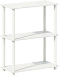 Furnifact White Tri-Tier Multipurpose Display Rack, Shelving Unit, Versatile Bookcase, Durable Wooden Construction, Modern Compact Design