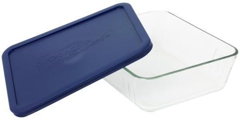 Pyrex Simply Store 7211 6-Cup Rectangular Food Storage Dishes with Blue Lids (2-Pack) - Made in the USA