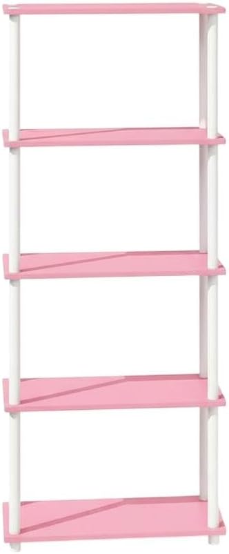 Furnifact Pink White Bookcase, Modern Design, Durable Wood, Compact Storage, Stylish, Functional for Home Office or Living Space