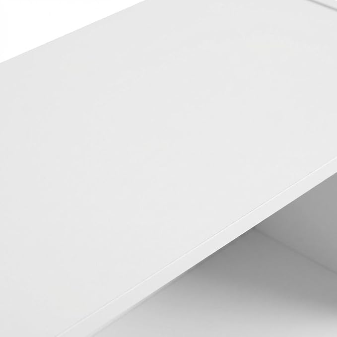 Furnifact Plain White Bookcase, Wooden Construction, Spacious Shelf Storage, Modern Design, Suitable for Home or Office, Durable and Stylish