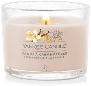 Yankee Candle Signature Votive Mini Candle Jar, Vanilla Creme Brulee Scent, Natural Soy Wax Blend Candle with Natural Fiber Wick, 1.3 OZ Glass Jar (Pack of 12)