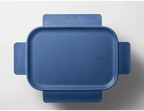 LocknLock LBF406RS2N Bisfree Modular Plus Food Storage Containers for Lunch, Meal Prep, Stackable, BPA-Free, Leakproof, Microwave, Dishwasher, Freezer-Safe, 4 Pieces, 2 Boxes and 2 Lids, Navy, 2.1L