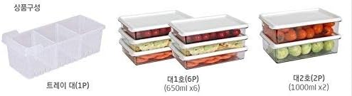 Kitchen Refrigerator Organizer, Fridge and Freezer Storage Trays Large+Food Containers with Lids L1(6P)+L2(2P), Set of 9, Premium A