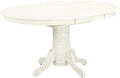 Furnifact Oval Dining Table with 18-Inch Self-Storage Butterfly Leaf, Linen White Solid Wood Pedestal Table