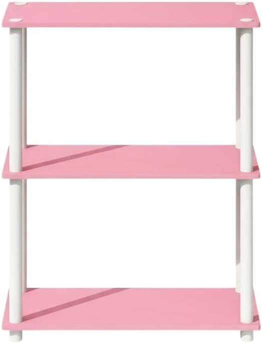 Furnifact Pink White Bookcase with Elegant Storage, Sturdy Wooden Construction, Modern Design, Ideal for Home Office or Living Room Decor