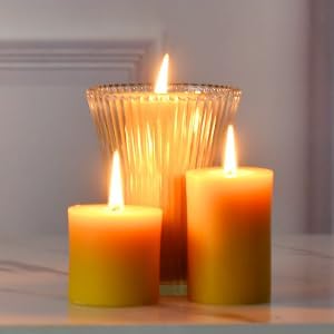DEYBBY Natural Beeswax Pillar Candle 2x3 inch Set of 4, Dripless Smokeless Pure Beeswax Candle with Natural Scent for Prayer Home Relaxation,80 Hours Burning in Total,Yellow Raw