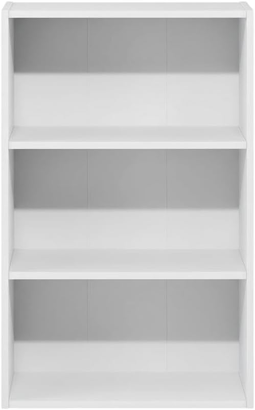 Furnifact White Bookcase, Sleek Wooden Design, Versatile Storage for Living Room or Office, Modern Style, Durable Construction