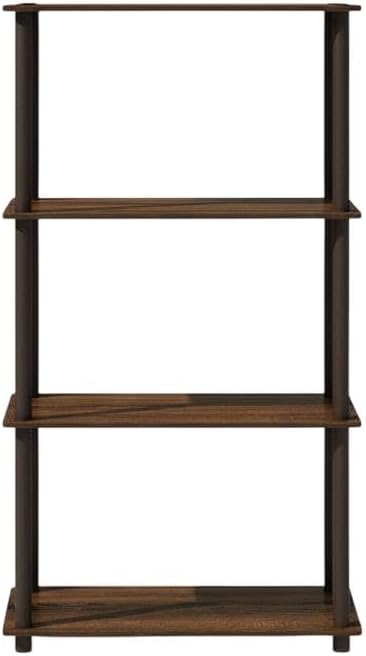 Furnifact Walnut Brown Bookcase with Sturdy Wood Construction, Modern Design, Ample Storage, Durable Frame, Ideal for Living Room or Office, Single Piece