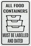 Warning Sign Vintage Tin Sign All Food Containers Must Be Labelled And Dated Door Or Wall Sign Wall Art, Signs, Lover Gifts, Print,Wall Decor Idea Gifts For Family Friends 12Inx8In Inch