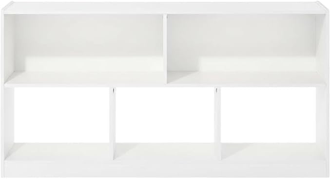 Furnifact White Bookcase with Sleek Wooden Design, Single Piece Construction, Modern Storage Solution for Living Room, Office, and Bedroom