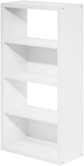 Furnifact White Bookcase with Durable Wooden Construction, Single Piece Design, Stylish Storage Solution for Home and Office