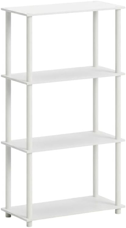 Furnifact White Bookcase, Modern Design, Sturdy Wood, Home or Office Storage, Ample Space for Books and Decorative Items