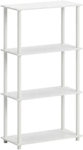 Furnifact White Bookcase, Modern Design, Sturdy Wood, Home or Office Storage, Ample Space for Books and Decorative Items