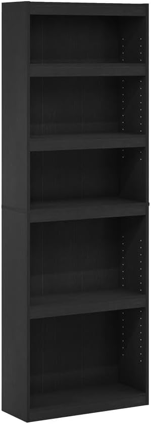 Furnifact Blackwood 5-Tier Shelf Bookcase with Ample Storage, Sturdy Wooden Construction, Modern Rustic Design, Ideal for Living Room or Office Storage