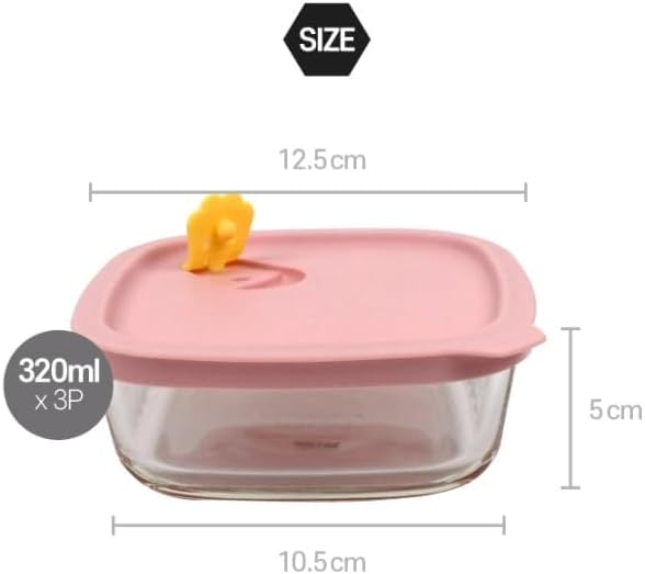 KOREAC_ Oven GLass Cooked Rice Storage Container for Freezer pastel color Set of 3