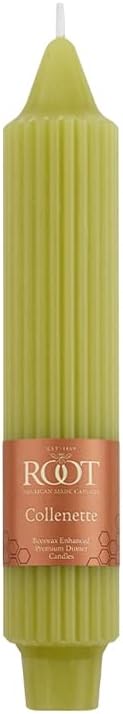 Root Candles 4-Count Unscented Dinner Candles Dripless Beeswax Enhanced Grecian Collenette Boxed Candle Set, 7-Inch, Willow