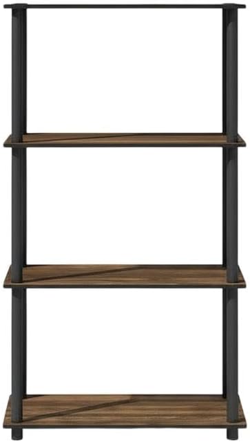 Furnifact Columbia Walnut Black Bookcase with Modern Design, Durable Wooden Construction, for Home or Office Storage, Stylish and Functional