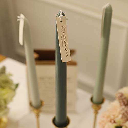 Christmas Green Taper Candles 10'' Non-Toxic Green Shades Ombre Colored Candle Sticks Set of 4 | Natural Soy Candlesticks Colorful Decor Centerpiece Amber Sandalwood Scented