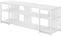 Furnifact White Modern TV Stand for 65-Inch TVs, Metal and Wood Construction, Sleek Storage Design, Stylish and Durable Living Room Furniture