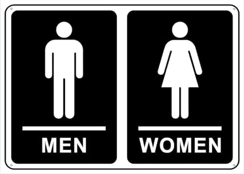 Men Women Toilet Sign 12 X 8 Inch Metal Sign, Rustproof Aluminum, Multicolor
