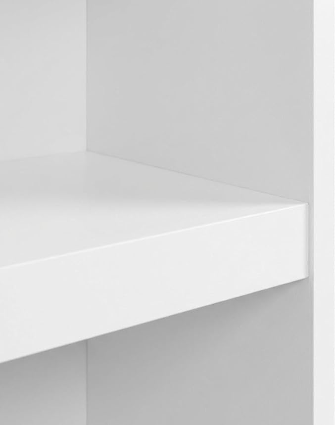 Furnifact White 5-Tier Shelf Bookcase with Spacious Storage, Sturdy Wooden Construction, Modern Design, Perfect for Living Room, Office or Bedroom