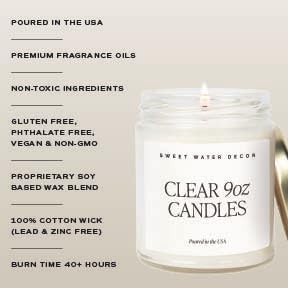 Sweet Water Decor Fraser Fir Candle | Evergreen, Cedar, Balsam, Pine Winter Christmas Tree Scented Soy Candles for Home | 9oz Clear Jar, 40 Hour Burn Time, Made in The USA