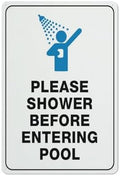 Please Shower Before Entering Pool Sign Signs Outdoor, Uv Printed Aluminum 12 X 8 In, Weatherproof And Security Signs For Home Or Business