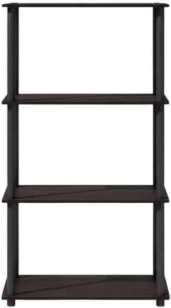 Furnifact Dark Walnut Bookcase with Sturdy Wood Construction, Spacious Storage, Elegant Design, Suitable for Living Room, Office, or Bedroom Use