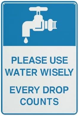 Please Use Water Wisely Every Drop Counts Sign 12”X8” Metal Signs Aluminum Sign Pre-Drilled Holes For Easy Mounting Indoor Or Outdoor Use For Fence Door Or Gate