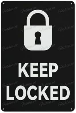Keep Locked Metal Sign With Symbol Aluminum Uv Printed 4 Pre-Drilled Holes For Car Business Home Office Indoor Or Outdoor Use 8" X 12"