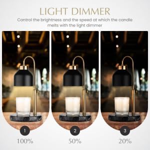 Marble Candle Warmer Lamp with Timer & Dimmer - Adjustable Height Electric Wax Melt Warmer fit for All Jar Candle Sizes, Premium Marble Base - Flameless Fragnance Lamp for Home Decor & Gifts