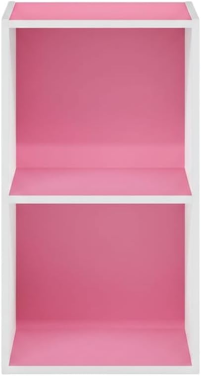 Furnifact Pink White Bookcase with Wooden Construction, Modern Design, Durable Material, Stylish Storage Solution for Home Office or Living Room