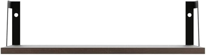 SRIWATANA Floating Shelves Wall Mounted Set of 2 Rustic Wood Shelves with Large Capacity(Dark Walnut)