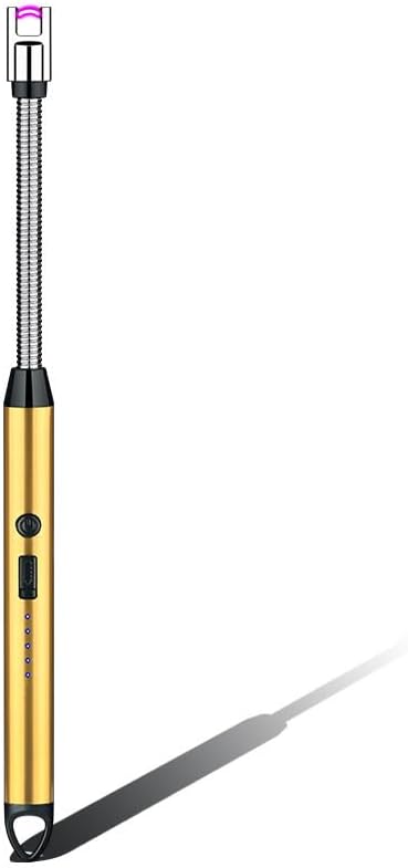Generic 360°Flexible Neck Lighters for Candles Multi-Function Arc Lighter Rechargeable USB Electric BBQ Lighter for Grill Kitchen Fireworks Gas Stove (Yellow)