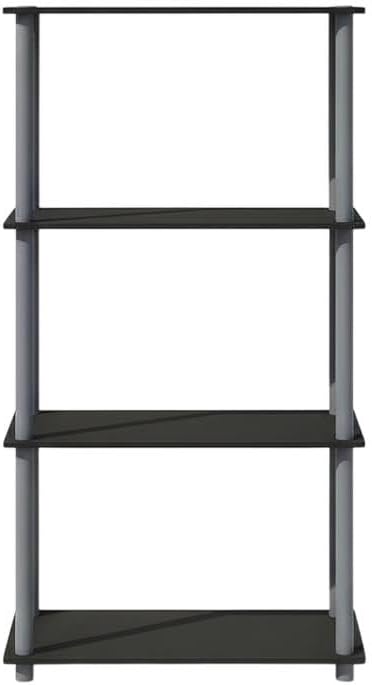 Furnifact Black Grey Bookcase with Sturdy Wood Construction, Modern Design, Easy Assembly, Suitable for Home or Office Storage