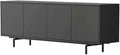Furnifact Black Laminate TV Console with 4 Doors, Modern Transitional Industrial Style, Engineered Wood Construction, Durable, Stylish, Easy to Maintain